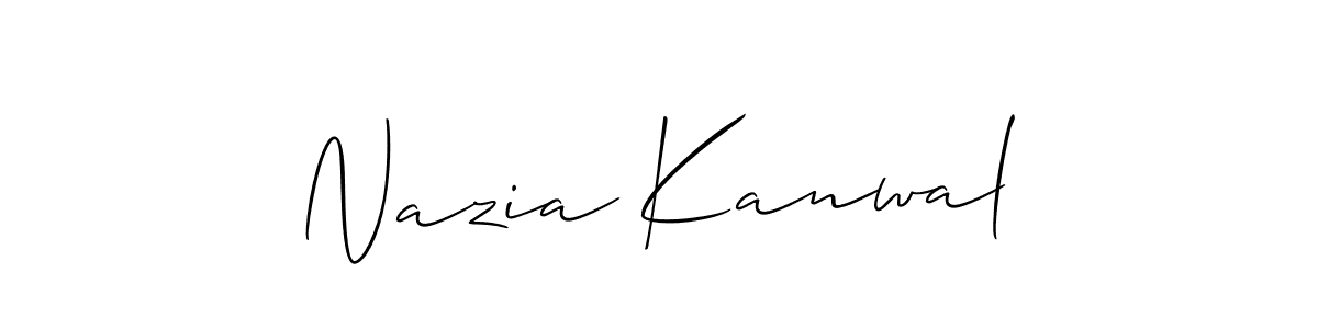 Create a beautiful signature design for name Nazia Kanwal. With this signature (Allison_Script) fonts, you can make a handwritten signature for free. Nazia Kanwal signature style 2 images and pictures png