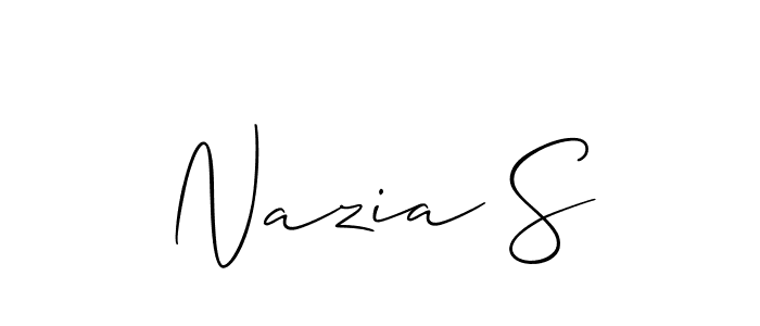 if you are searching for the best signature style for your name Nazia S. so please give up your signature search. here we have designed multiple signature styles  using Allison_Script. Nazia S signature style 2 images and pictures png