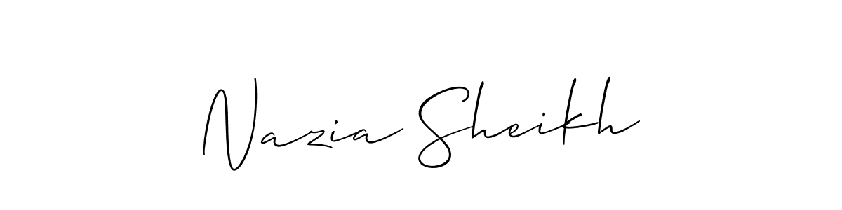 It looks lik you need a new signature style for name Nazia Sheikh. Design unique handwritten (Allison_Script) signature with our free signature maker in just a few clicks. Nazia Sheikh signature style 2 images and pictures png