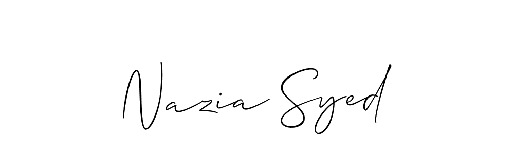 Also we have Nazia Syed name is the best signature style. Create professional handwritten signature collection using Allison_Script autograph style. Nazia Syed signature style 2 images and pictures png