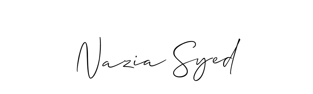 Design your own signature with our free online signature maker. With this signature software, you can create a handwritten (Allison_Script) signature for name Nazia Syed. Nazia Syed signature style 2 images and pictures png