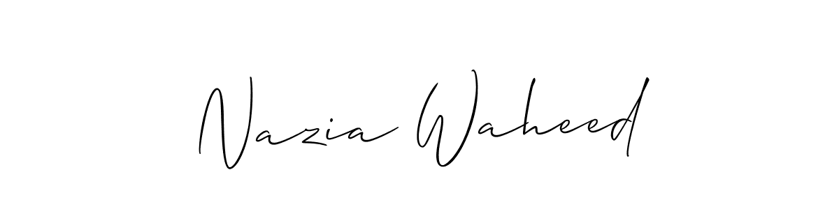 if you are searching for the best signature style for your name Nazia Waheed. so please give up your signature search. here we have designed multiple signature styles  using Allison_Script. Nazia Waheed signature style 2 images and pictures png