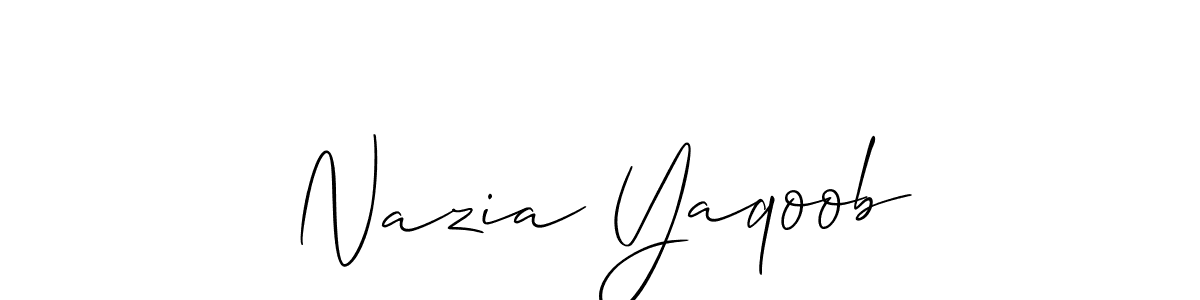How to make Nazia Yaqoob signature? Allison_Script is a professional autograph style. Create handwritten signature for Nazia Yaqoob name. Nazia Yaqoob signature style 2 images and pictures png