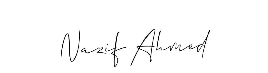 if you are searching for the best signature style for your name Nazif Ahmed. so please give up your signature search. here we have designed multiple signature styles  using Allison_Script. Nazif Ahmed signature style 2 images and pictures png