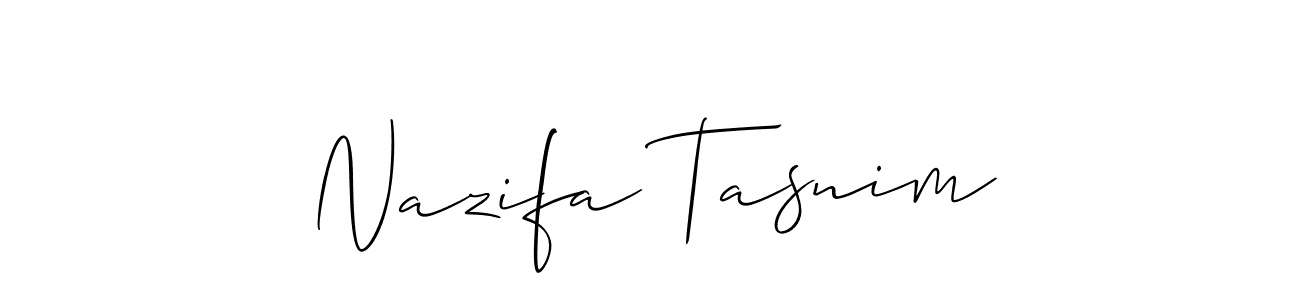 Use a signature maker to create a handwritten signature online. With this signature software, you can design (Allison_Script) your own signature for name Nazifa Tasnim. Nazifa Tasnim signature style 2 images and pictures png