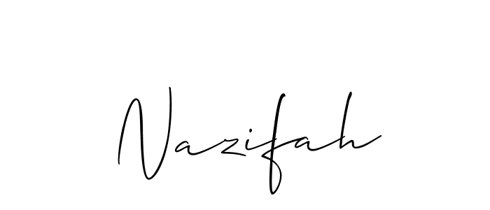 if you are searching for the best signature style for your name Nazifah. so please give up your signature search. here we have designed multiple signature styles  using Allison_Script. Nazifah signature style 2 images and pictures png