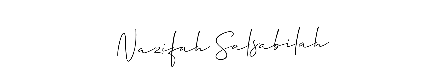 Make a short Nazifah Salsabilah signature style. Manage your documents anywhere anytime using Allison_Script. Create and add eSignatures, submit forms, share and send files easily. Nazifah Salsabilah signature style 2 images and pictures png