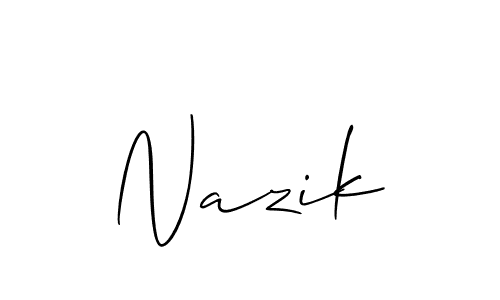 Similarly Allison_Script is the best handwritten signature design. Signature creator online .You can use it as an online autograph creator for name Nazik. Nazik signature style 2 images and pictures png