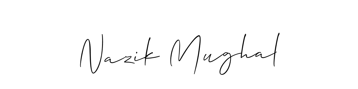 The best way (Allison_Script) to make a short signature is to pick only two or three words in your name. The name Nazik Mughal include a total of six letters. For converting this name. Nazik Mughal signature style 2 images and pictures png