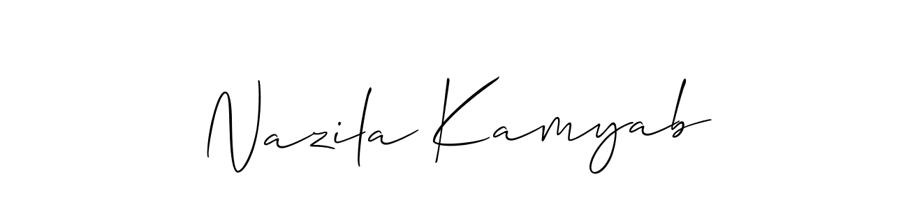 Create a beautiful signature design for name Nazila Kamyab. With this signature (Allison_Script) fonts, you can make a handwritten signature for free. Nazila Kamyab signature style 2 images and pictures png