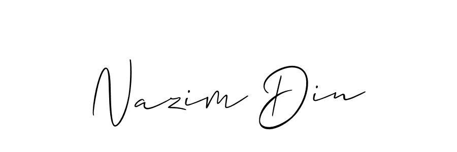 Make a beautiful signature design for name Nazim Din. With this signature (Allison_Script) style, you can create a handwritten signature for free. Nazim Din signature style 2 images and pictures png