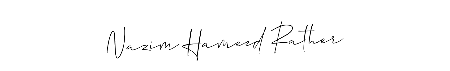 How to make Nazim Hameed Rather name signature. Use Allison_Script style for creating short signs online. This is the latest handwritten sign. Nazim Hameed Rather signature style 2 images and pictures png