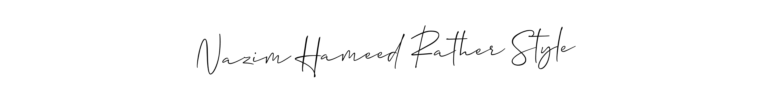 This is the best signature style for the Nazim Hameed Rather Style name. Also you like these signature font (Allison_Script). Mix name signature. Nazim Hameed Rather Style signature style 2 images and pictures png