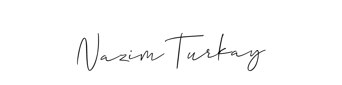 This is the best signature style for the Nazim Turkay name. Also you like these signature font (Allison_Script). Mix name signature. Nazim Turkay signature style 2 images and pictures png