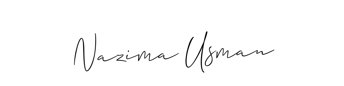 Also You can easily find your signature by using the search form. We will create Nazima Usman name handwritten signature images for you free of cost using Allison_Script sign style. Nazima Usman signature style 2 images and pictures png
