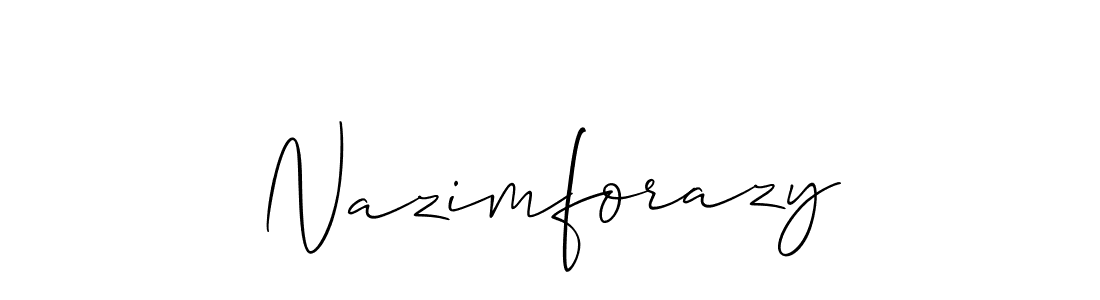 Use a signature maker to create a handwritten signature online. With this signature software, you can design (Allison_Script) your own signature for name Nazimforazy. Nazimforazy signature style 2 images and pictures png