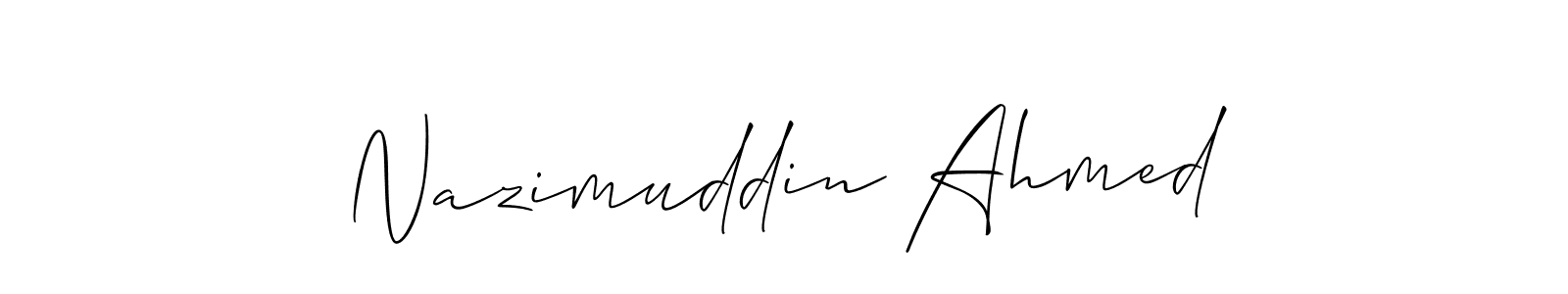 Also You can easily find your signature by using the search form. We will create Nazimuddin Ahmed name handwritten signature images for you free of cost using Allison_Script sign style. Nazimuddin Ahmed signature style 2 images and pictures png