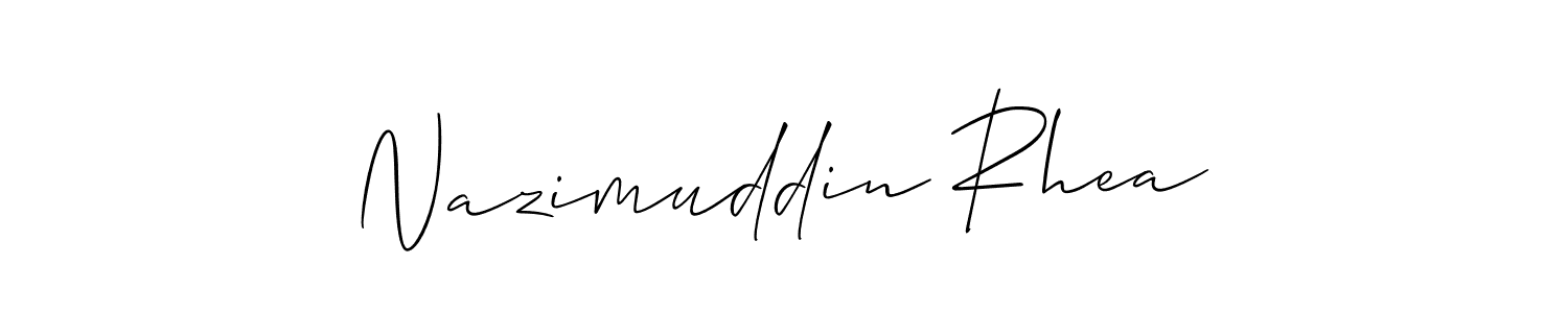 This is the best signature style for the Nazimuddin Rhea name. Also you like these signature font (Allison_Script). Mix name signature. Nazimuddin Rhea signature style 2 images and pictures png