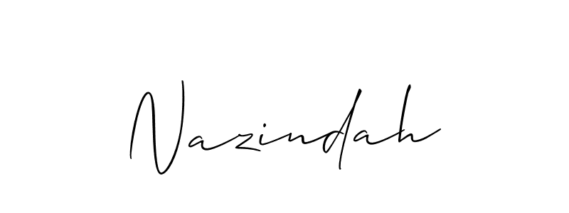 Design your own signature with our free online signature maker. With this signature software, you can create a handwritten (Allison_Script) signature for name Nazindah. Nazindah signature style 2 images and pictures png