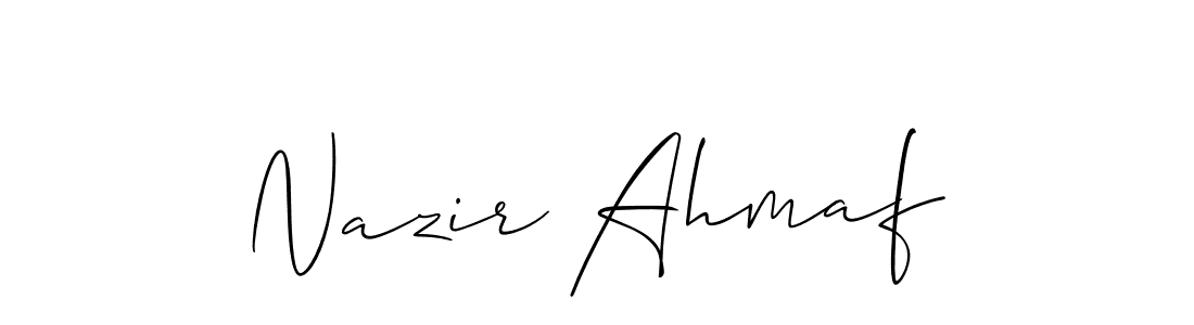 How to make Nazir Ahmaf signature? Allison_Script is a professional autograph style. Create handwritten signature for Nazir Ahmaf name. Nazir Ahmaf signature style 2 images and pictures png