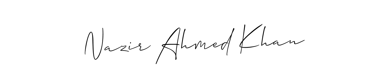 This is the best signature style for the Nazir Ahmed Khan name. Also you like these signature font (Allison_Script). Mix name signature. Nazir Ahmed Khan signature style 2 images and pictures png