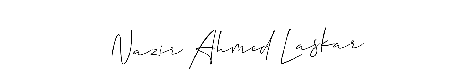 You should practise on your own different ways (Allison_Script) to write your name (Nazir Ahmed Laskar) in signature. don't let someone else do it for you. Nazir Ahmed Laskar signature style 2 images and pictures png
