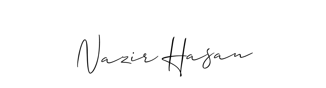 Make a short Nazir Hasan signature style. Manage your documents anywhere anytime using Allison_Script. Create and add eSignatures, submit forms, share and send files easily. Nazir Hasan signature style 2 images and pictures png