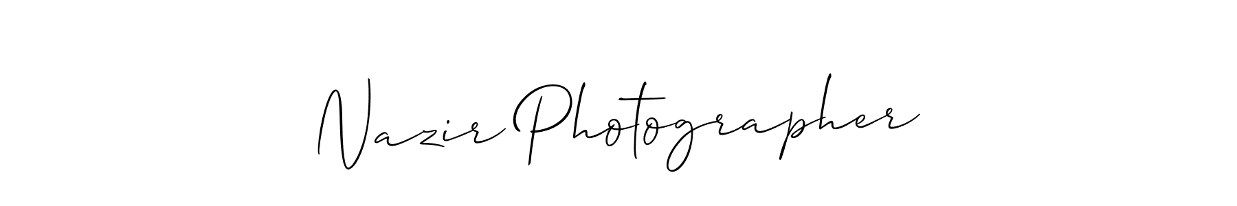 Similarly Allison_Script is the best handwritten signature design. Signature creator online .You can use it as an online autograph creator for name Nazir Photographer. Nazir Photographer signature style 2 images and pictures png