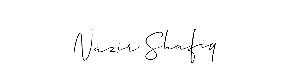 How to make Nazir Shafiq signature? Allison_Script is a professional autograph style. Create handwritten signature for Nazir Shafiq name. Nazir Shafiq signature style 2 images and pictures png