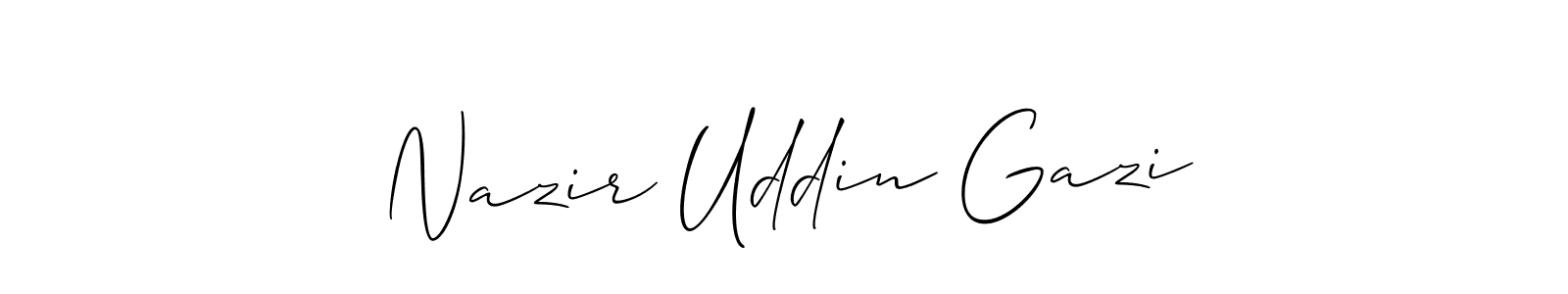 The best way (Allison_Script) to make a short signature is to pick only two or three words in your name. The name Nazir Uddin Gazi include a total of six letters. For converting this name. Nazir Uddin Gazi signature style 2 images and pictures png