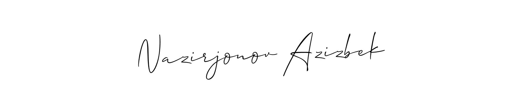 Similarly Allison_Script is the best handwritten signature design. Signature creator online .You can use it as an online autograph creator for name Nazirjonov Azizbek. Nazirjonov Azizbek signature style 2 images and pictures png