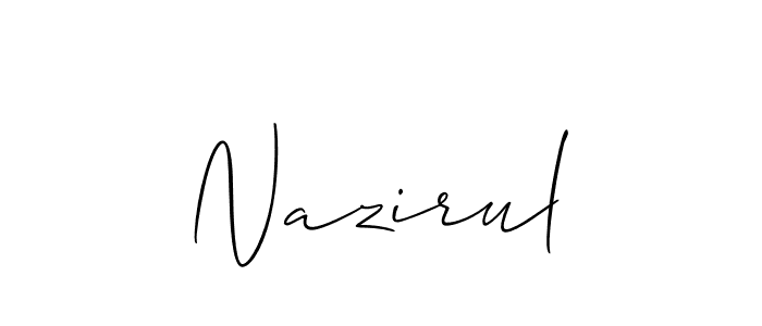 if you are searching for the best signature style for your name Nazirul. so please give up your signature search. here we have designed multiple signature styles  using Allison_Script. Nazirul signature style 2 images and pictures png