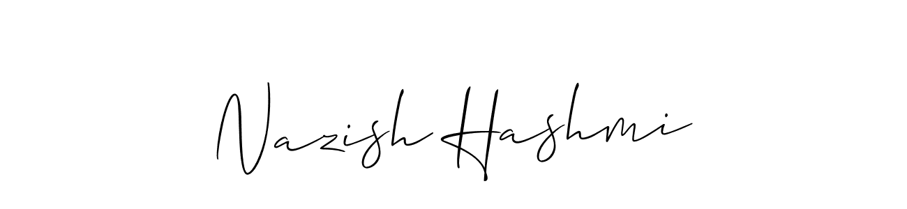 Use a signature maker to create a handwritten signature online. With this signature software, you can design (Allison_Script) your own signature for name Nazish Hashmi. Nazish Hashmi signature style 2 images and pictures png