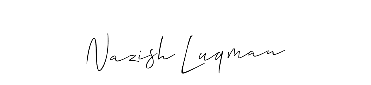 Create a beautiful signature design for name Nazish Luqman. With this signature (Allison_Script) fonts, you can make a handwritten signature for free. Nazish Luqman signature style 2 images and pictures png