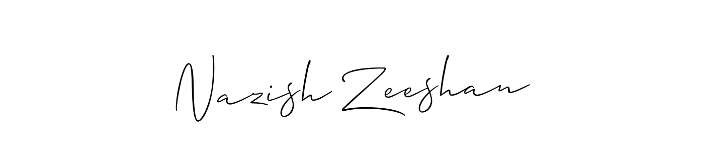 Create a beautiful signature design for name Nazish Zeeshan. With this signature (Allison_Script) fonts, you can make a handwritten signature for free. Nazish Zeeshan signature style 2 images and pictures png