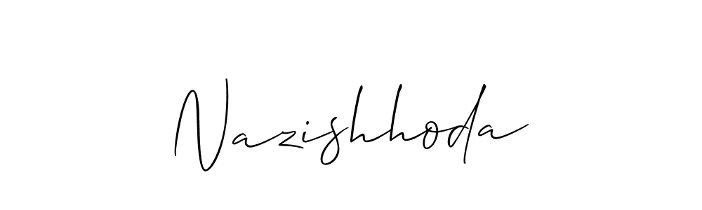 The best way (Allison_Script) to make a short signature is to pick only two or three words in your name. The name Nazishhoda include a total of six letters. For converting this name. Nazishhoda signature style 2 images and pictures png