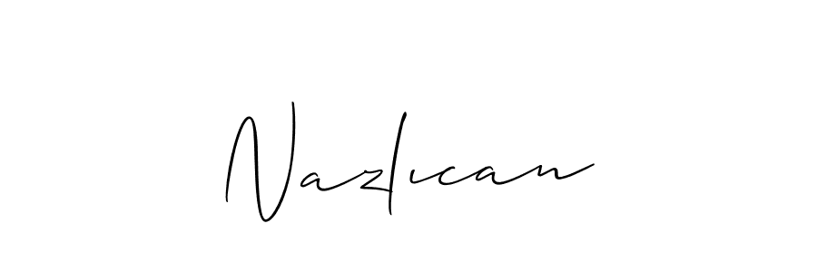 Allison_Script is a professional signature style that is perfect for those who want to add a touch of class to their signature. It is also a great choice for those who want to make their signature more unique. Get Nazlıcan name to fancy signature for free. Nazlıcan signature style 2 images and pictures png