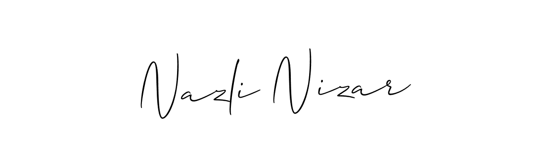 Also You can easily find your signature by using the search form. We will create Nazli Nizar name handwritten signature images for you free of cost using Allison_Script sign style. Nazli Nizar signature style 2 images and pictures png