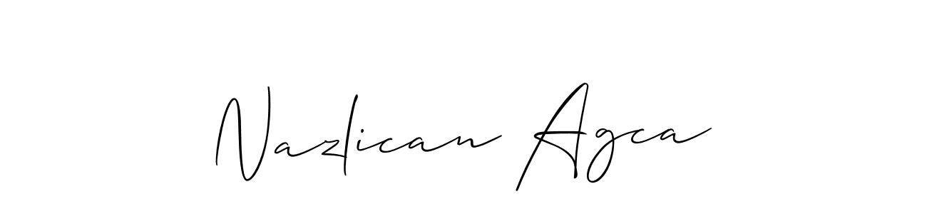 It looks lik you need a new signature style for name Nazlican Agca. Design unique handwritten (Allison_Script) signature with our free signature maker in just a few clicks. Nazlican Agca signature style 2 images and pictures png