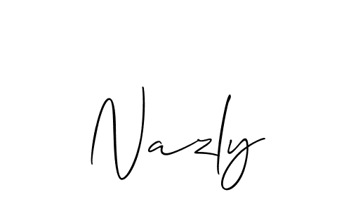 The best way (Allison_Script) to make a short signature is to pick only two or three words in your name. The name Nazly include a total of six letters. For converting this name. Nazly signature style 2 images and pictures png