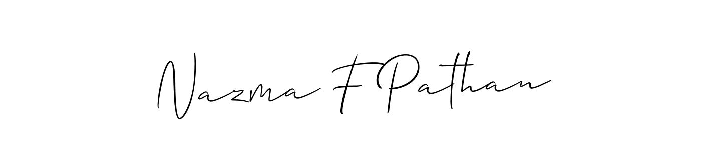 Make a short Nazma F Pathan signature style. Manage your documents anywhere anytime using Allison_Script. Create and add eSignatures, submit forms, share and send files easily. Nazma F Pathan signature style 2 images and pictures png