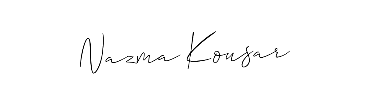 Make a short Nazma Kousar signature style. Manage your documents anywhere anytime using Allison_Script. Create and add eSignatures, submit forms, share and send files easily. Nazma Kousar signature style 2 images and pictures png