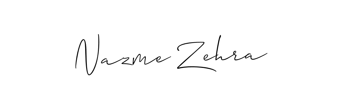 Create a beautiful signature design for name Nazme Zehra. With this signature (Allison_Script) fonts, you can make a handwritten signature for free. Nazme Zehra signature style 2 images and pictures png