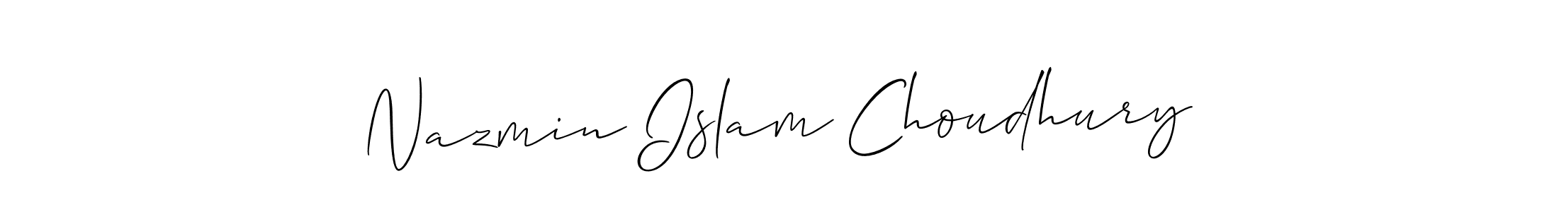 How to make Nazmin Islam Choudhury name signature. Use Allison_Script style for creating short signs online. This is the latest handwritten sign. Nazmin Islam Choudhury signature style 2 images and pictures png