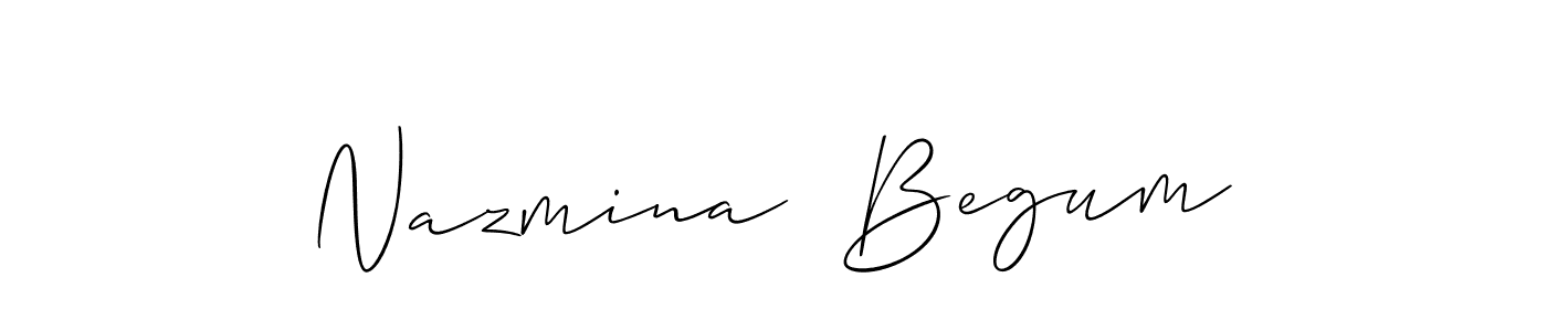 Make a short Nazmina  Begum signature style. Manage your documents anywhere anytime using Allison_Script. Create and add eSignatures, submit forms, share and send files easily. Nazmina  Begum signature style 2 images and pictures png
