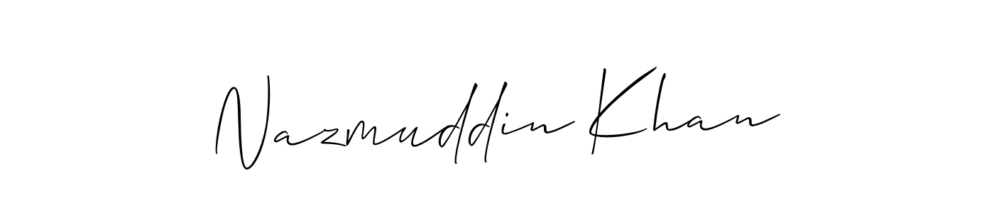 if you are searching for the best signature style for your name Nazmuddin Khan. so please give up your signature search. here we have designed multiple signature styles  using Allison_Script. Nazmuddin Khan signature style 2 images and pictures png