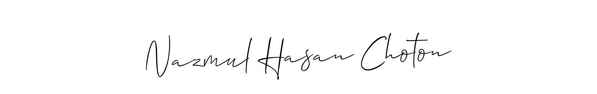 Create a beautiful signature design for name Nazmul Hasan Choton. With this signature (Allison_Script) fonts, you can make a handwritten signature for free. Nazmul Hasan Choton signature style 2 images and pictures png