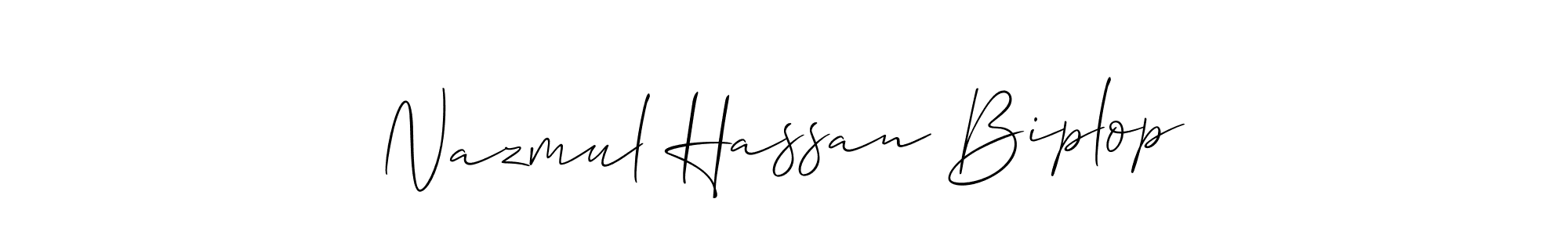 How to make Nazmul Hassan Biplop name signature. Use Allison_Script style for creating short signs online. This is the latest handwritten sign. Nazmul Hassan Biplop signature style 2 images and pictures png