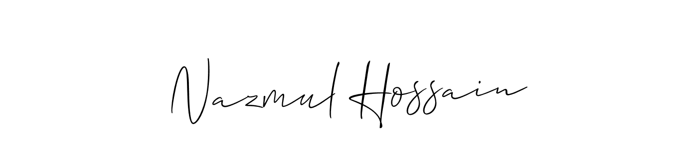 Use a signature maker to create a handwritten signature online. With this signature software, you can design (Allison_Script) your own signature for name Nazmul Hossain. Nazmul Hossain signature style 2 images and pictures png