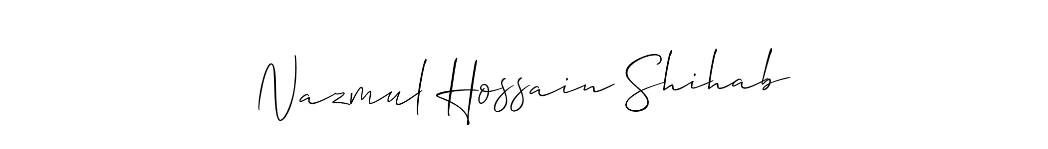 Allison_Script is a professional signature style that is perfect for those who want to add a touch of class to their signature. It is also a great choice for those who want to make their signature more unique. Get Nazmul Hossain Shihab name to fancy signature for free. Nazmul Hossain Shihab signature style 2 images and pictures png